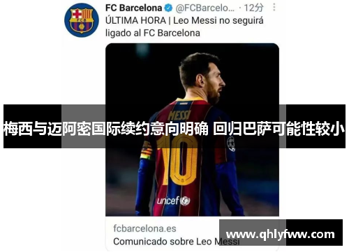 梅西与迈阿密国际续约意向明确 回归巴萨可能性较小